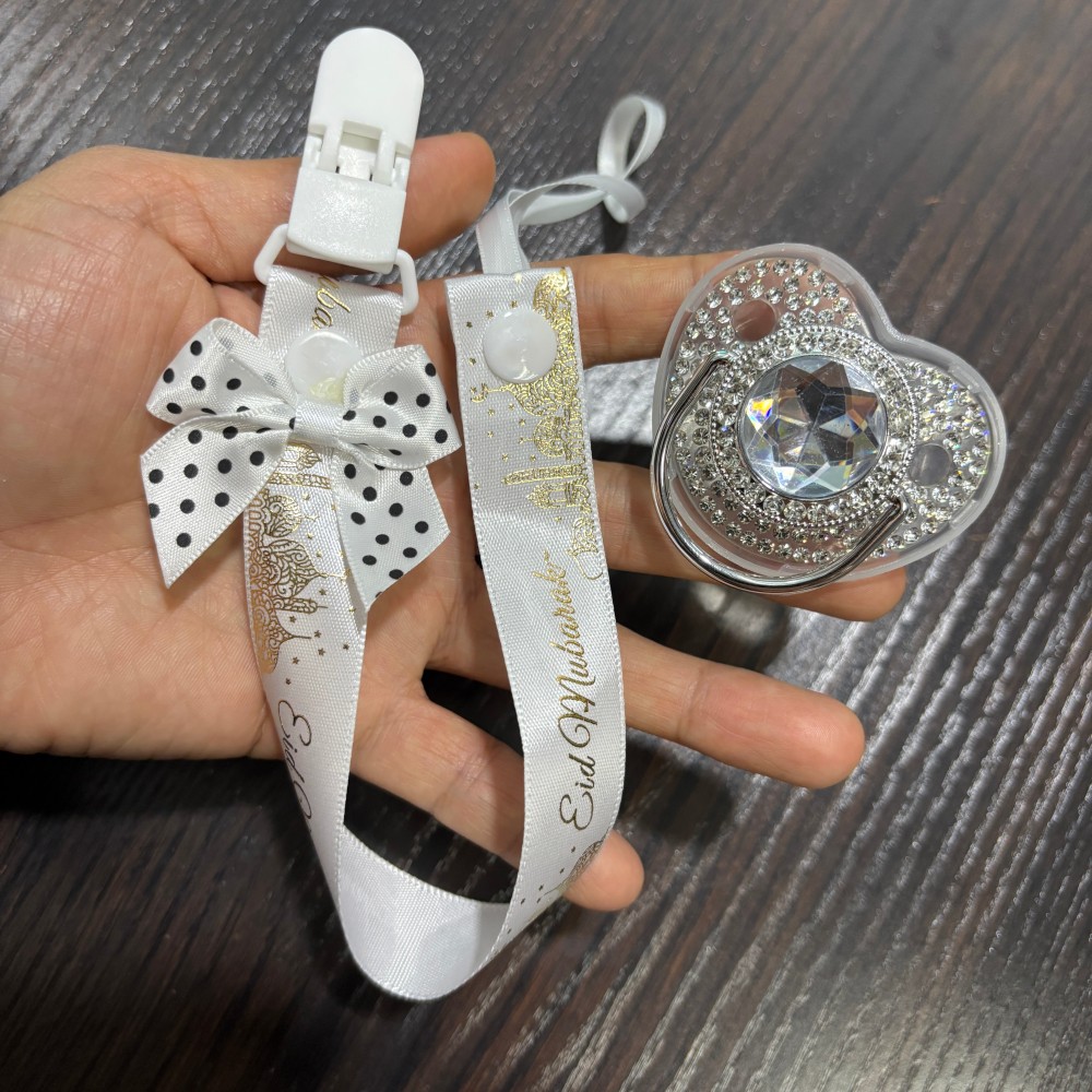 Baby Clothing Gift Set - مصاصة ذهبية لامعة للأطفال وحامل مصاصة
