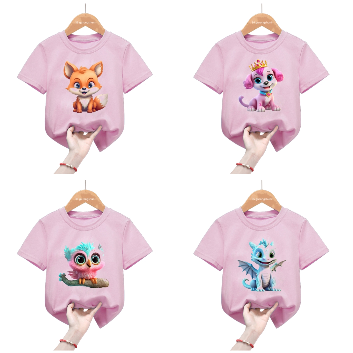 Baby Clothing Elephant - Kawaii قصيرة الأكمام تي شيرت للفتيات