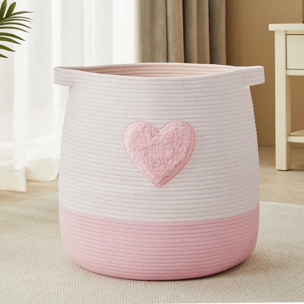 Baby Clothing Hamper - سلة الغسيل الوردية للأطفال البنات سلة