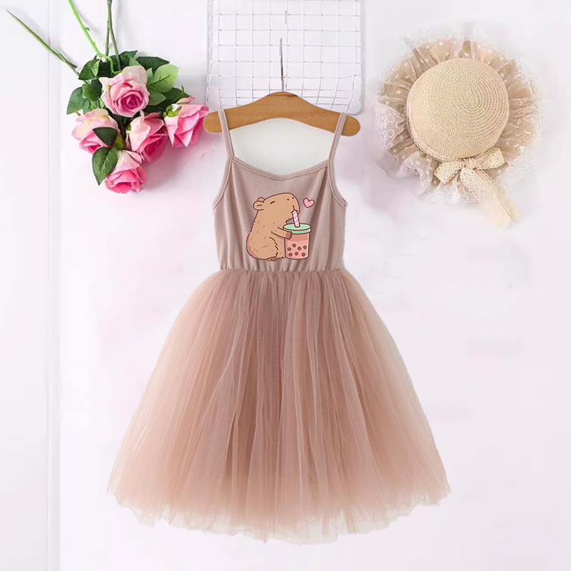 Baby Clothing For Summer - فساتين كابيبارا للفتيات مطبوعة بالرسوم المتحركة