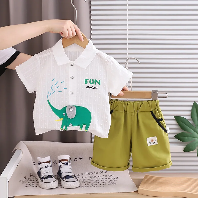 طقم ملابس صيفي للأولاد الصغار  - مراجعة Baby Clothing Elephant وسعره